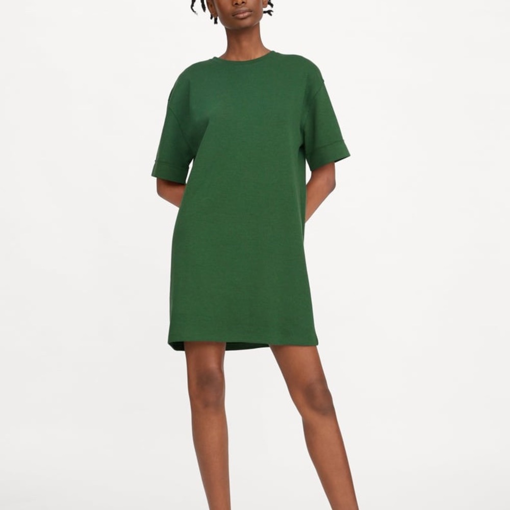 ZARA Oversized Tee Shirt Dress Green Size Small